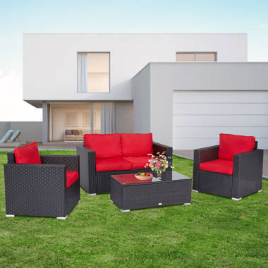 Kinbor 4pcs outdoor patio furniture pe rattan wicker rattan sofa store sectional set